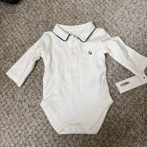 NWT Janie and Jack Baby Boy Girl 0-3 Months White Logo Bodysuit Polo  New